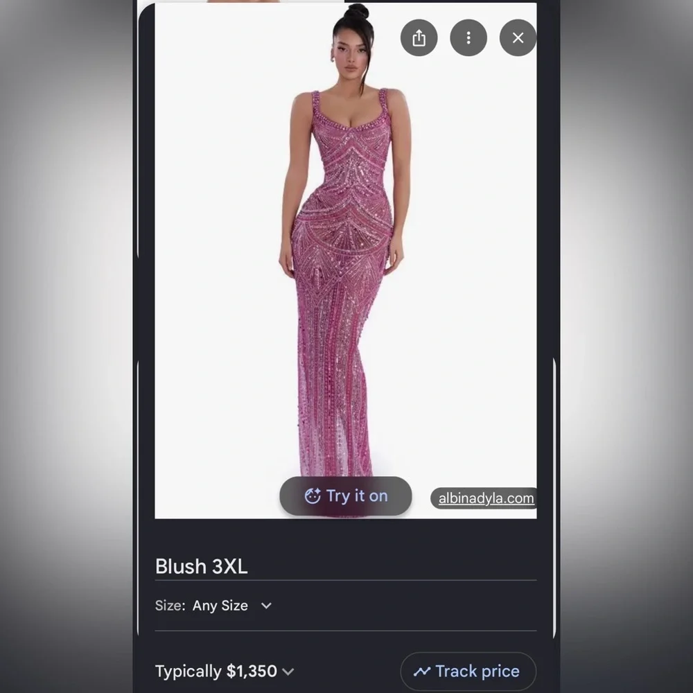 Beaded Pink Evening Gown - Sparkling Dress - Picture 5 of 5